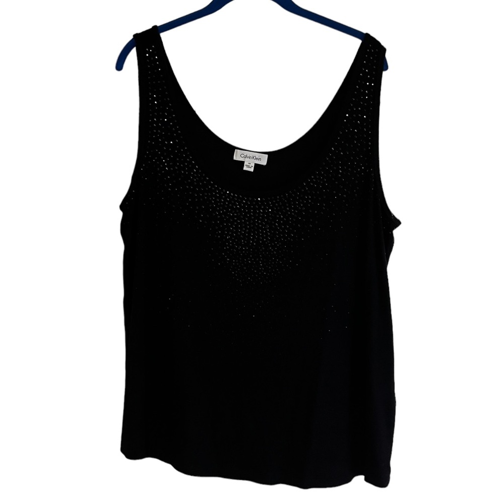 Calvin Klein Black Tank Top with Bedazzled Neckline
